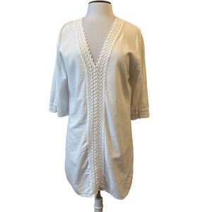 Seaspice Womens L Resortwear White Lace 100% Peruvian Cotton Cover Up Boho Beach